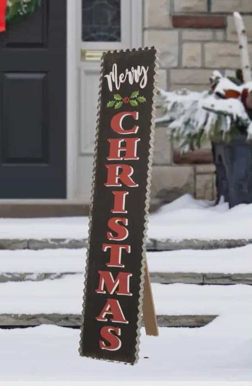 New! Merry Christmas Wooden Black Red Porch Sign Glitzhome Holiday Festive 36"